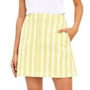 LOFT Stripe Pocket Shift Skirt in Yellow/White Size 6